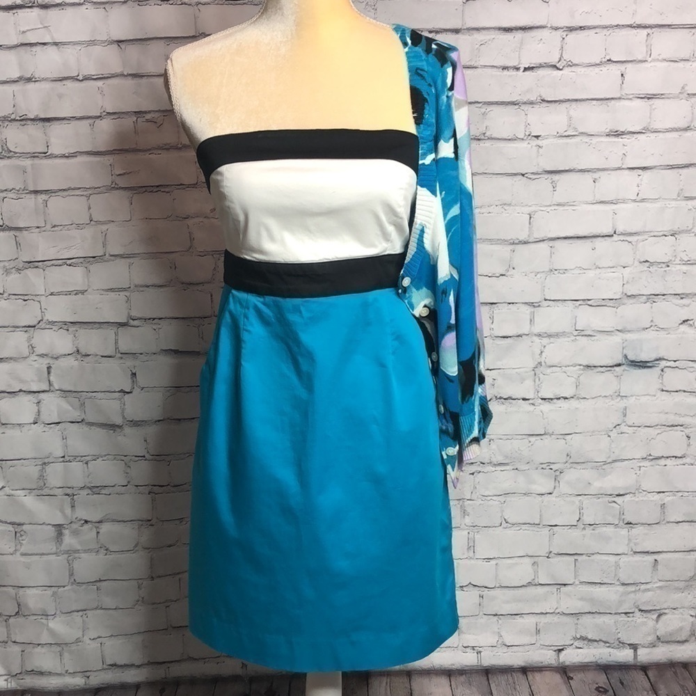 𝅺NEW York & Company Strapless Dress & Sweater Sz 4